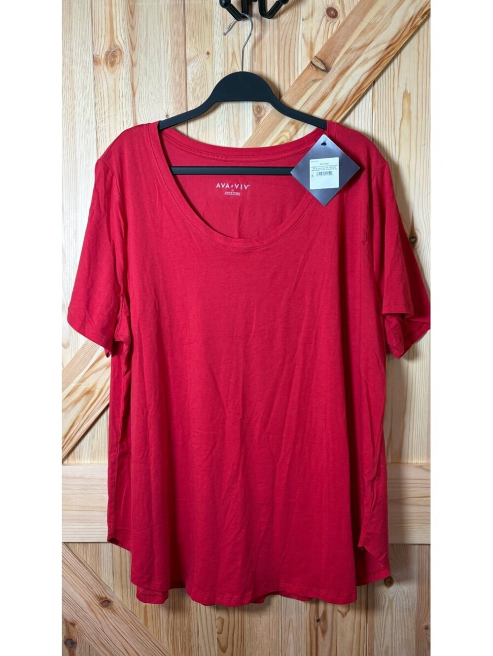 AVA & VIV Women's Red Short Sleeve T-Shirt Size 2X NWT